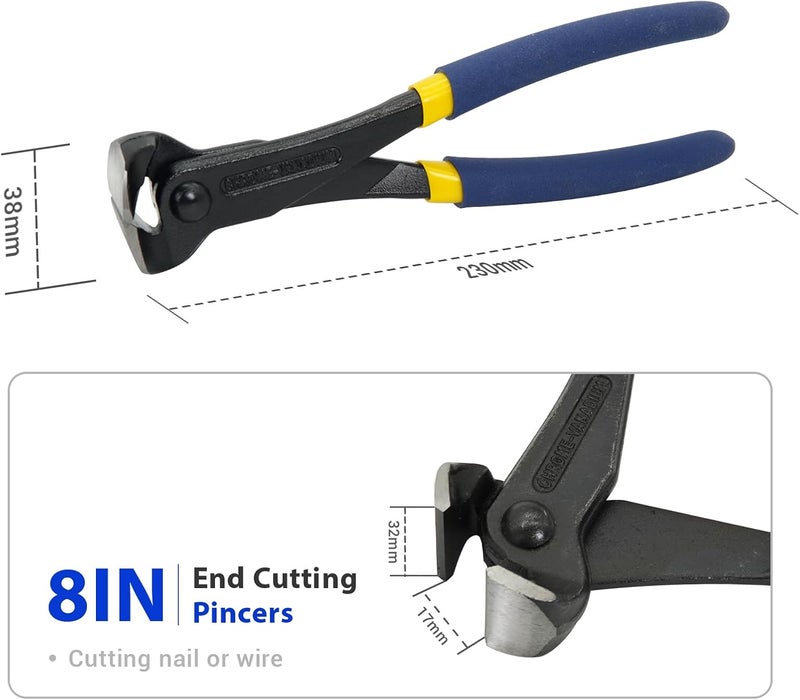 MANUFORE 3pcs Nail Puller Pincers Set, 8in Carpenters Pincers, 8in End Cutting Pincers, 8in Tower Pincers Set Nail Remover Tool for Pulling Nails or Cutting Wires - Image 3
